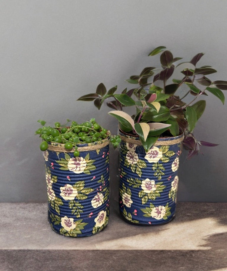 Navy & Cream Floral Grow Your Own Herb Garden Gift Set
