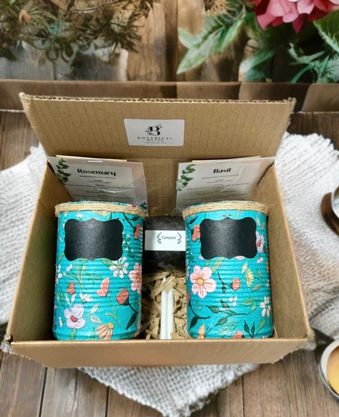 Teal Floral Japanese Garden Grow Your Own Gift Set