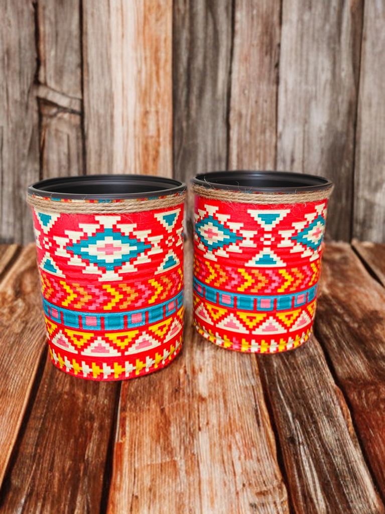 Multi Coloured Aztec Indoor House Plant Pot - 10cm