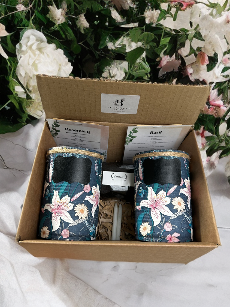 Midnight Bloom Grow Your Own Herbs Garden Gift Set