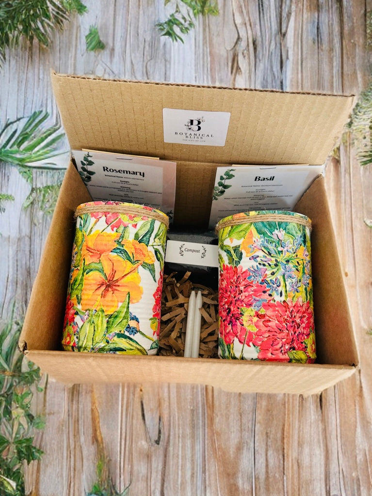 Tropical Floral Plant Grow Your Own Herbs Gift Set