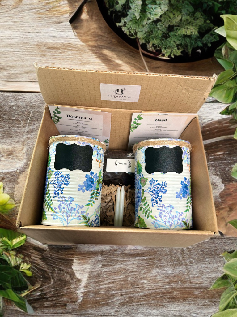 Blue Hydrangea Grow Your Own Herbs Gift Set