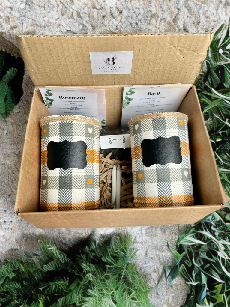 Rustic Gingham Plaid Grow Your Own Herbs Garden Gift Set