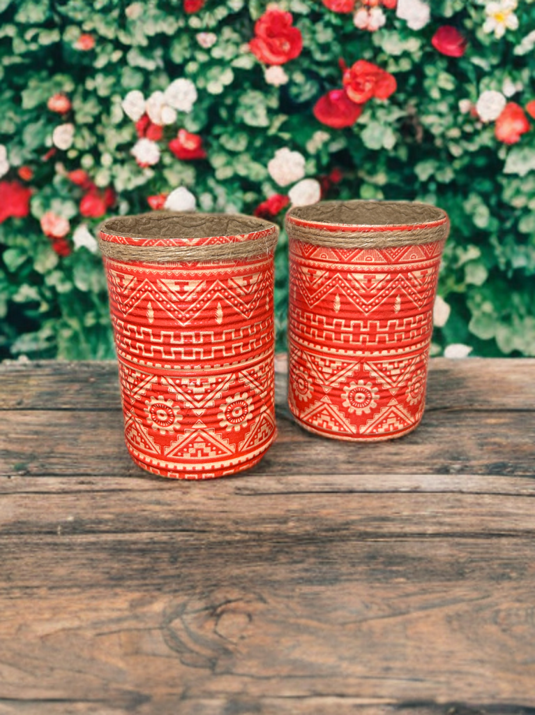 Red Aztec Tribal Grow Your Own Herbs Gift Set