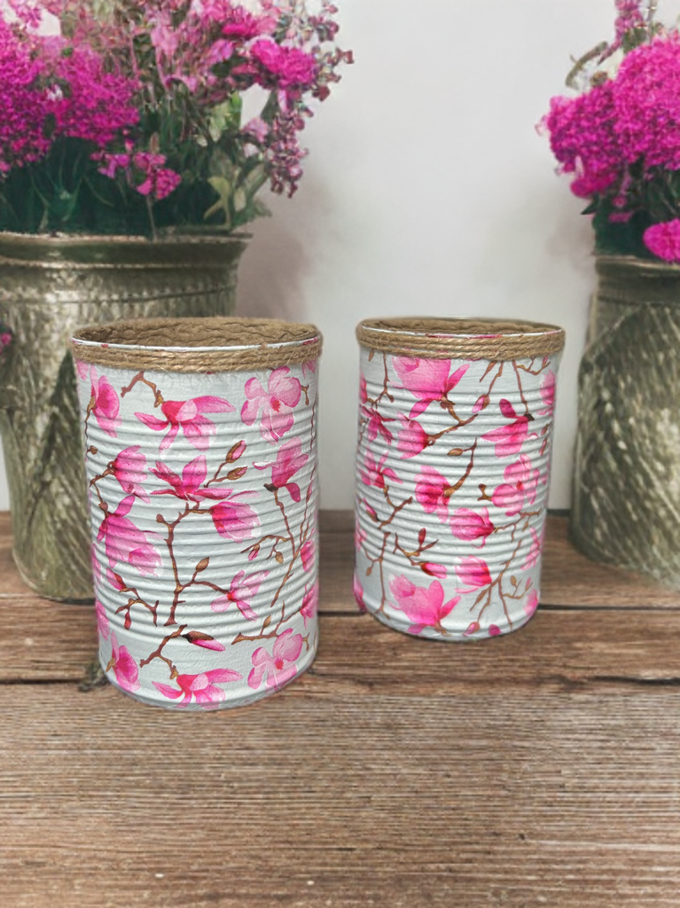 Cherry Blossom Pink & Grey Grow Your Own Herbs Garden Gift Set