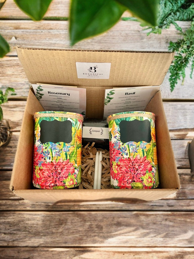 Tropical Floral Plant Grow Your Own Herbs Gift Set