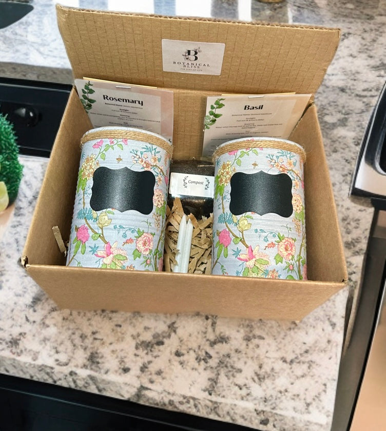 Vintage Floral Fairy Garden Grow Your Own Herbs Gift Set