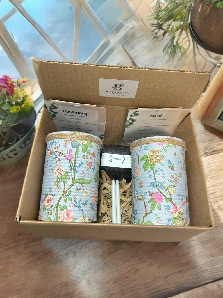 Vintage Floral Fairy Garden Grow Your Own Herbs Gift Set