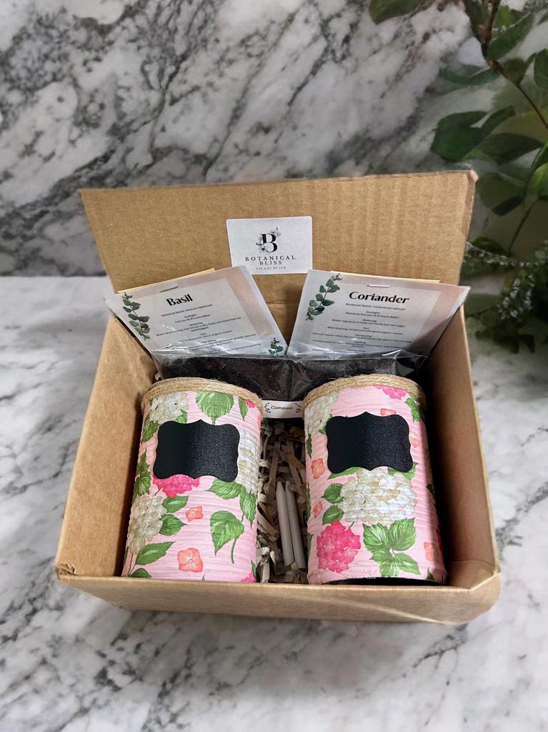 Pink Hydrangea Grow Your Own Herbs Gift Set