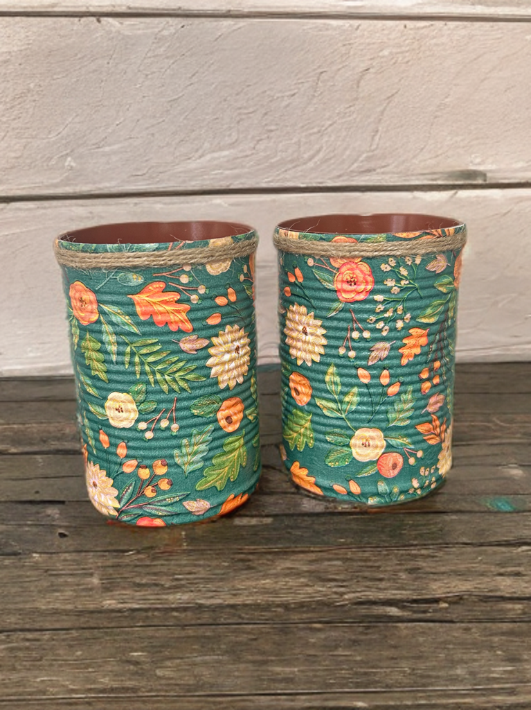 Vintage Green & Orange Floral Grow Your Own Herb Garden Gift Set