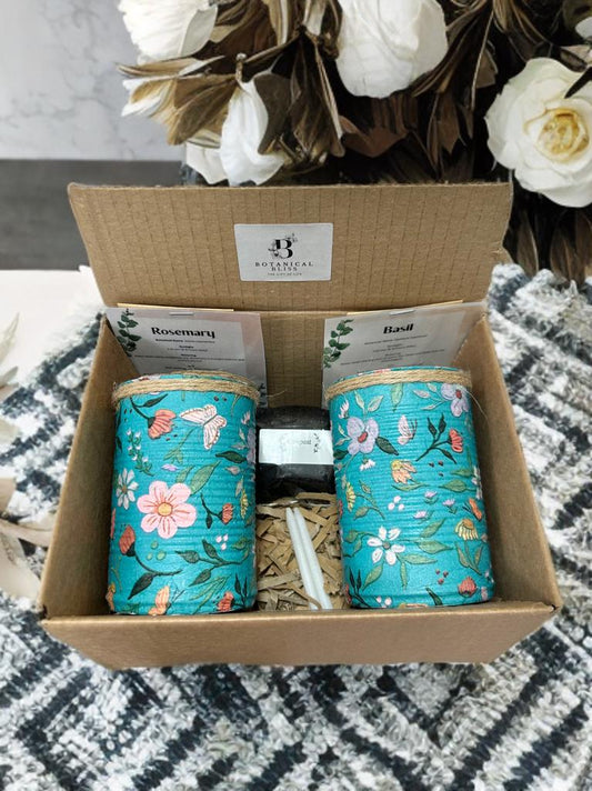 Teal Floral Japanese Garden Grow Your Own Gift Set