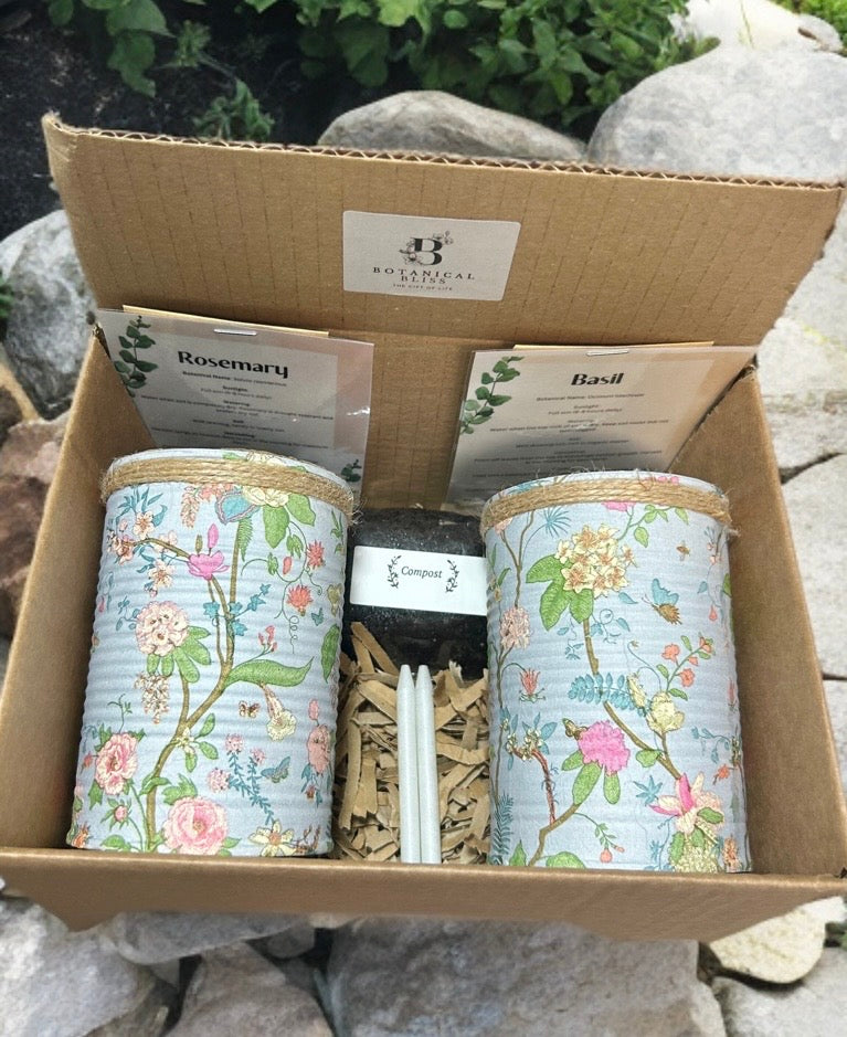 Vintage Blumen-Feengarten Kräuter-Anzucht-Geschenkset