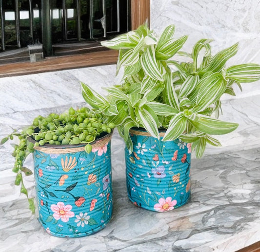 Vintage Teal Japanese Garden Indoor House Plant Pot - 10cm