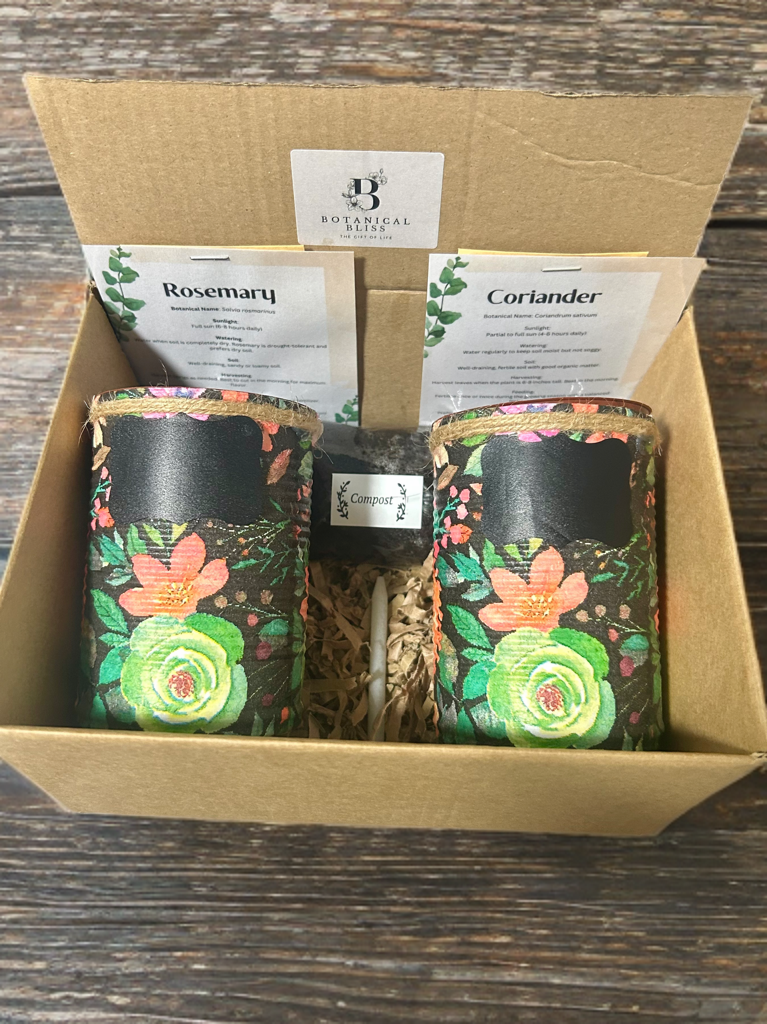 Black Floral Grow Your Own Herb Garden Gift Set