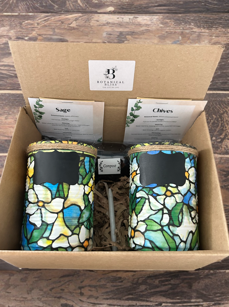 Stained Glass Floral Grow Your Own Herb Garden Gift Set