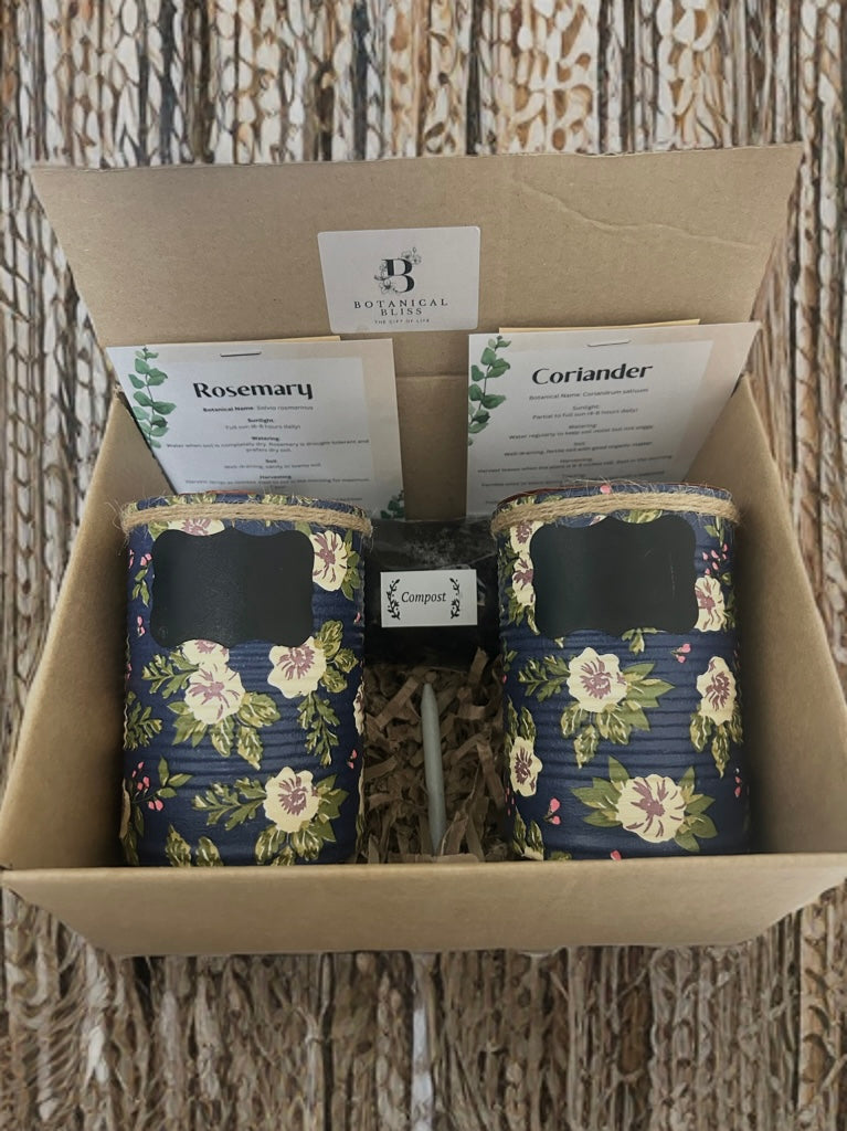 Navy & Cream Floral Grow Your Own Herb Garden Gift Set