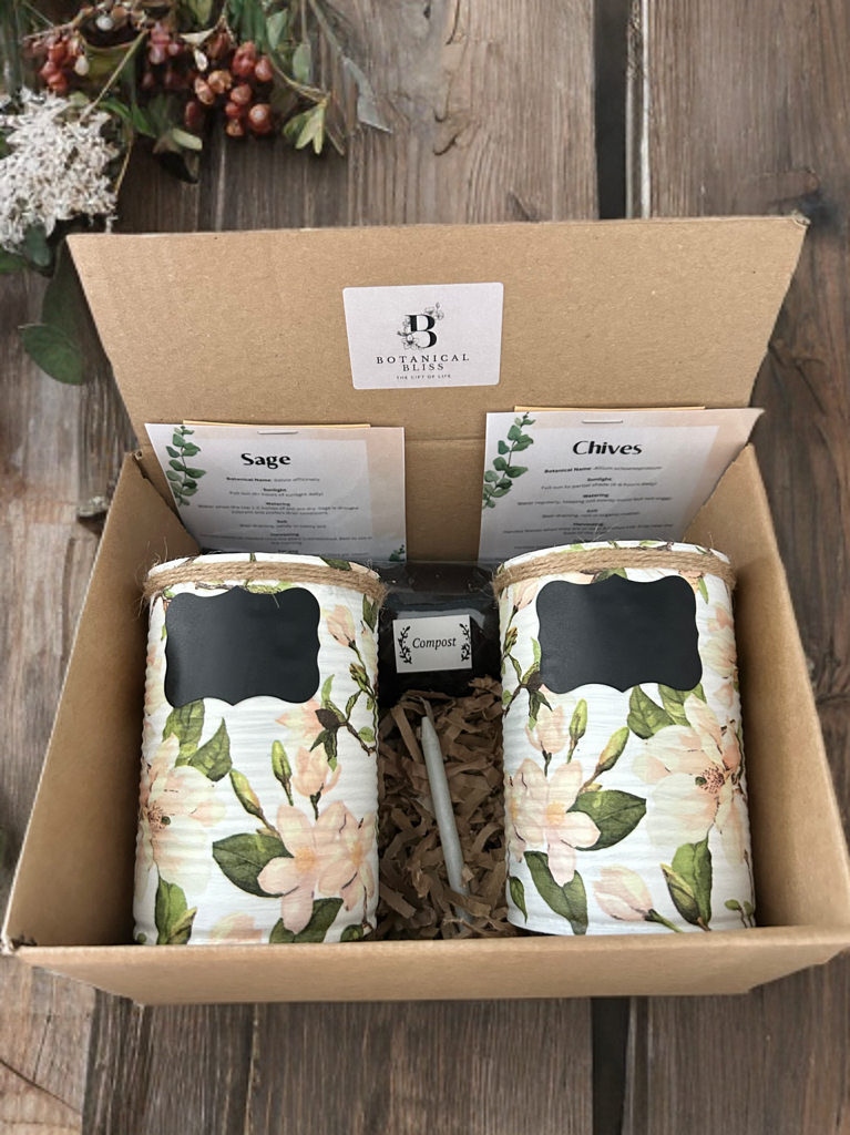 Cream Magnolia Floral Grow Your Own Herb Garden Gift Set