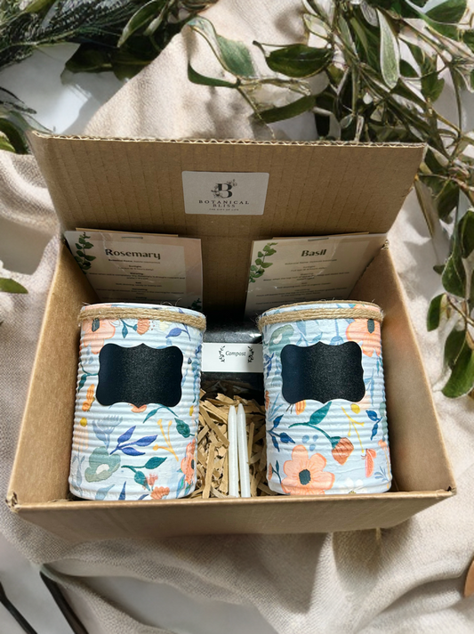 Pastel Peach & Blue Grow Your Own Herbs Gift Set