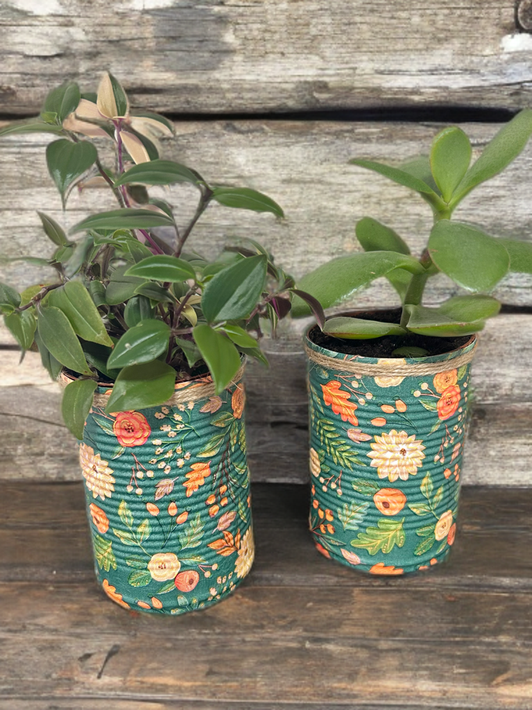 Vintage Green & Orange Floral Grow Your Own Herb Garden Gift Set