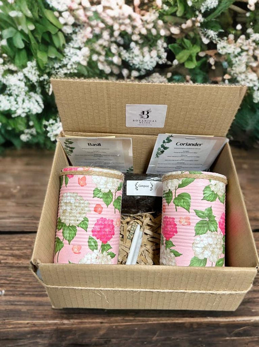 Pink Hydrangea Grow Your Own Herbs Gift Set