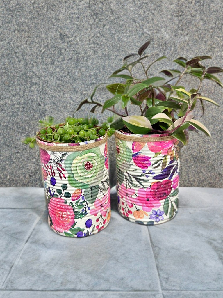 Watercolour Floral Pink & Mint Grow Your Own Herb Garden Gift Set