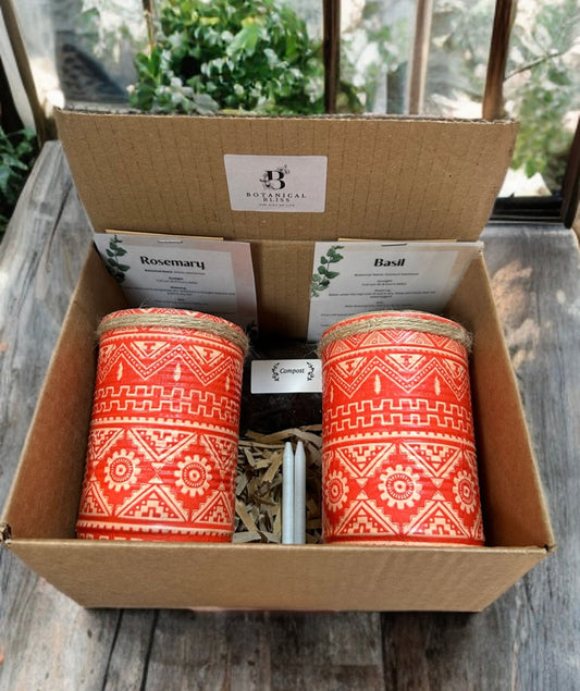 Red Aztec Tribal Grow Your Own Herbs Gift Set