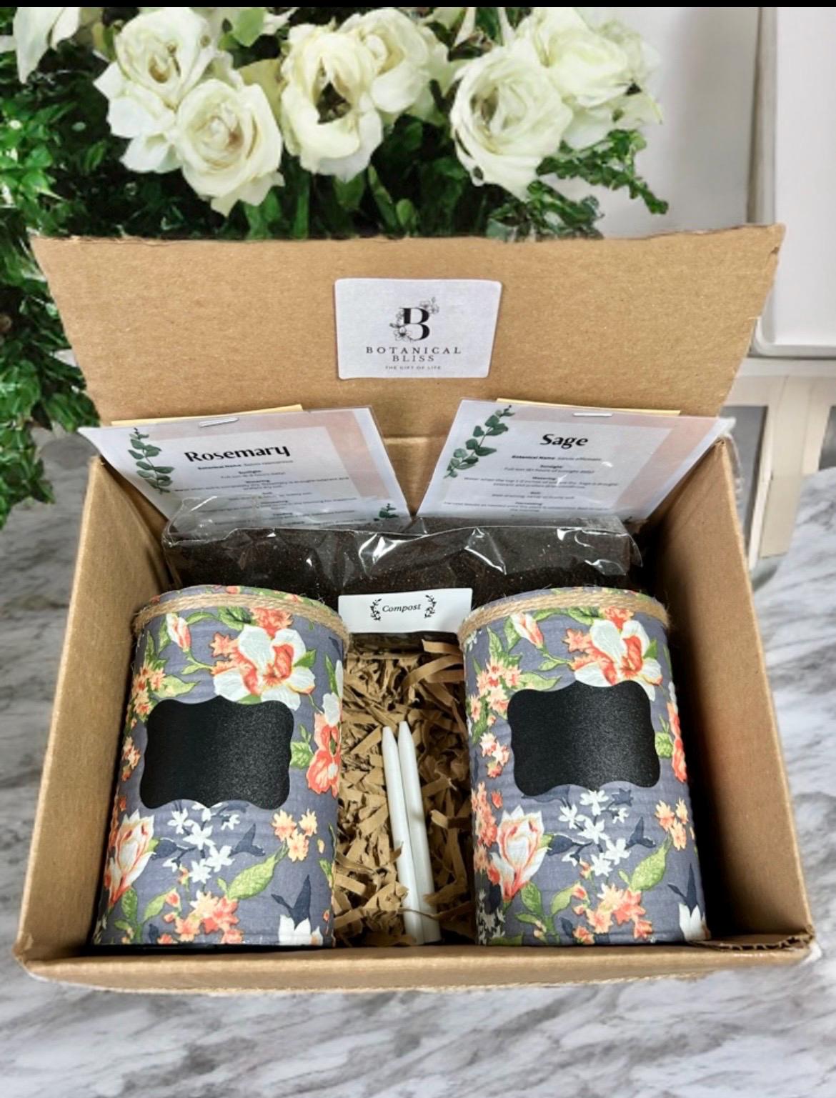 Vintage Floral Peach & Cream Grow Your Own Herbs Gift Set