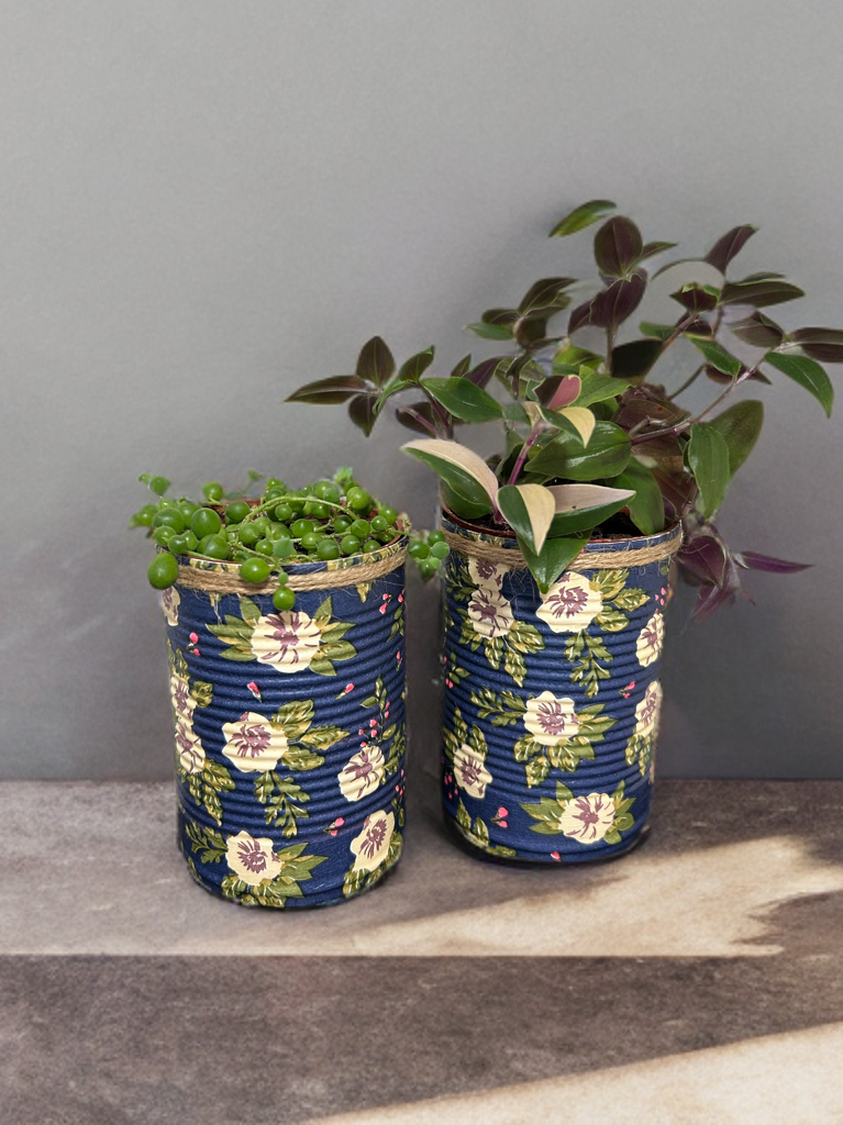 Navy & Cream Floral Grow Your Own Herb Garden Gift Set