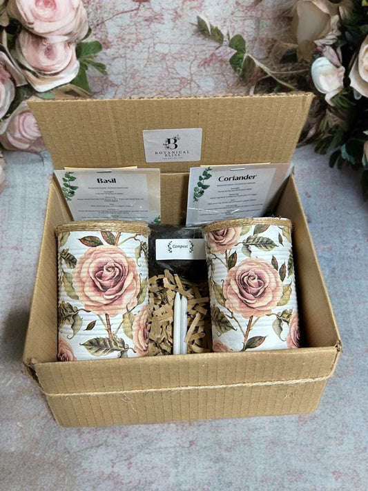 Vintage Rose Garden Grow Your Own Herbs Gift Set