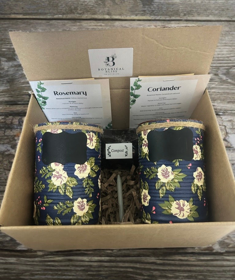 Navy & Cream Floral Grow Your Own Herb Garden Gift Set