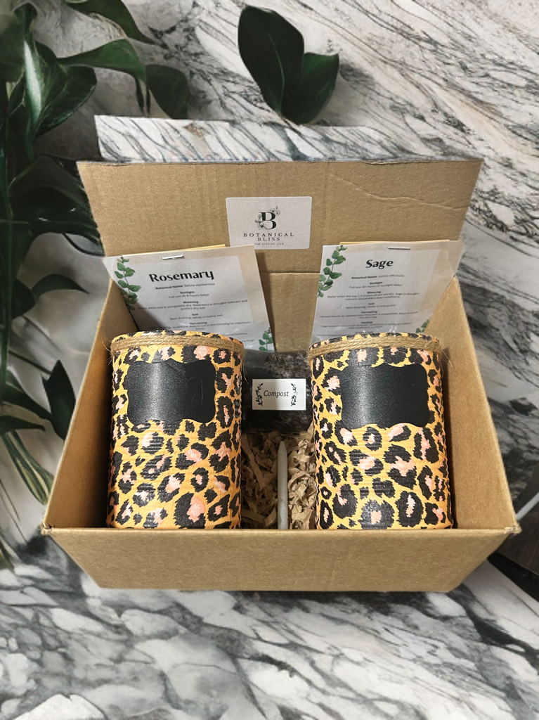 Leopard Print Grow Your Own Herb Garden Gift Set