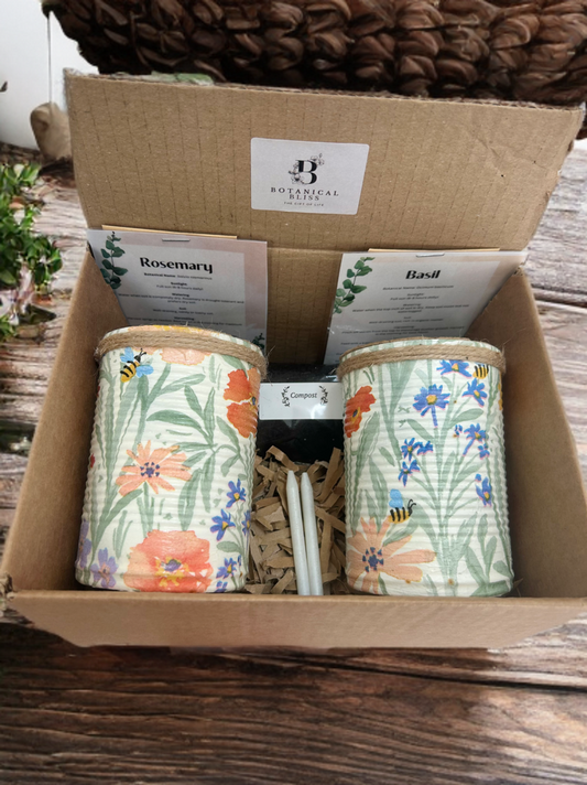 *Farmhouse Collection* Sage Green Floral Grow Your Own Herb Garden Gift Set