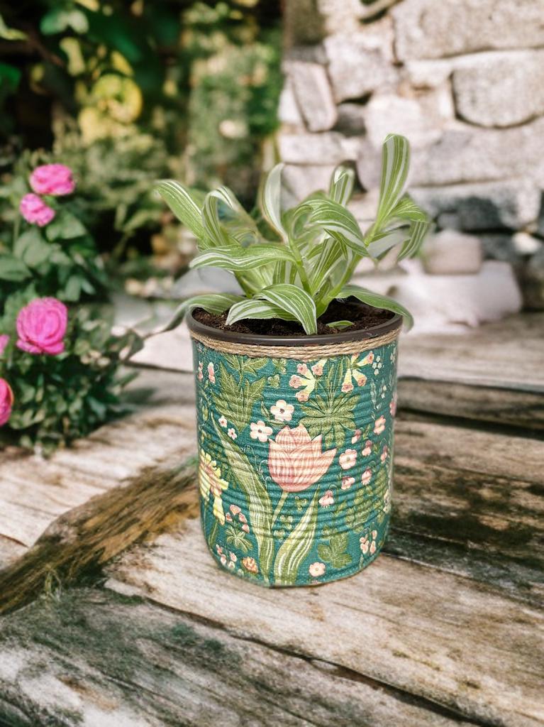 Vintage Floral Upcycled Plant Pot Indoor House Planter 10cm