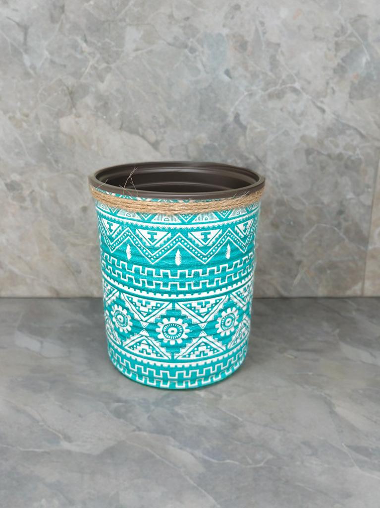 Teal Aztec Tribal Indoor House Plant Pot - 10cm