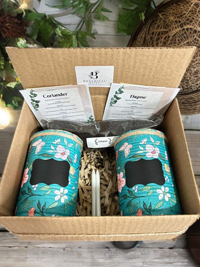Teal Floral Japanese Garden Grow Your Own Gift Set