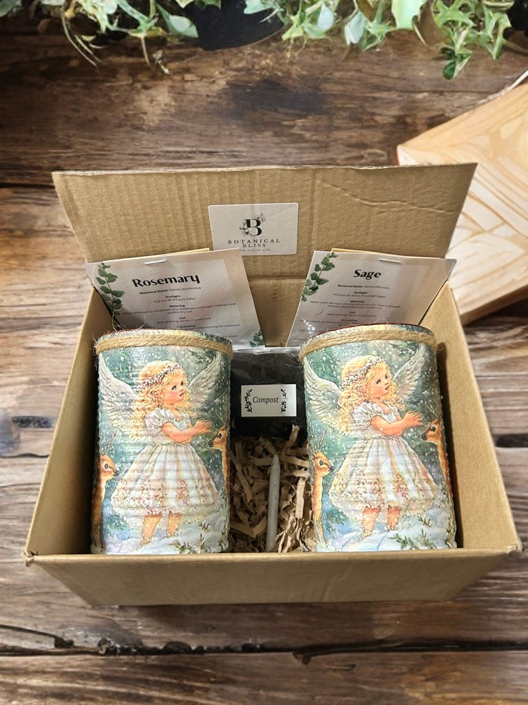 Winter Angel Deer Grow Your Own Herb Garden Gift Set