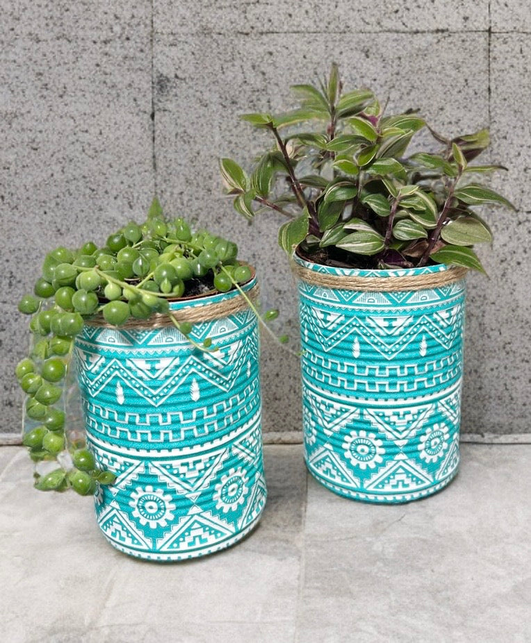 Teal Aztec Tribal Grow Your Own Herbs Garden Gift Set