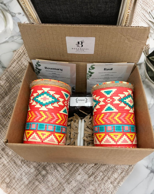 Red Yellow Blue Aztec Tribal Grow Your Own Herbs Garden Gift Set