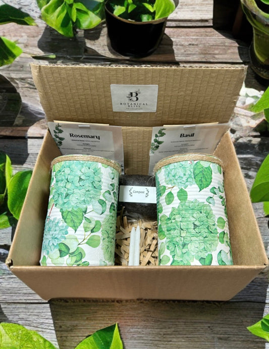 Green Hydrangea Floral Grow Your Own Herb Garden Gift Set