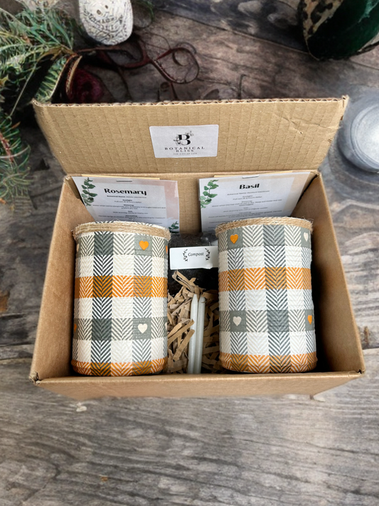 Rustic Gingham Plaid Grow Your Own Herbs Garden Gift Set