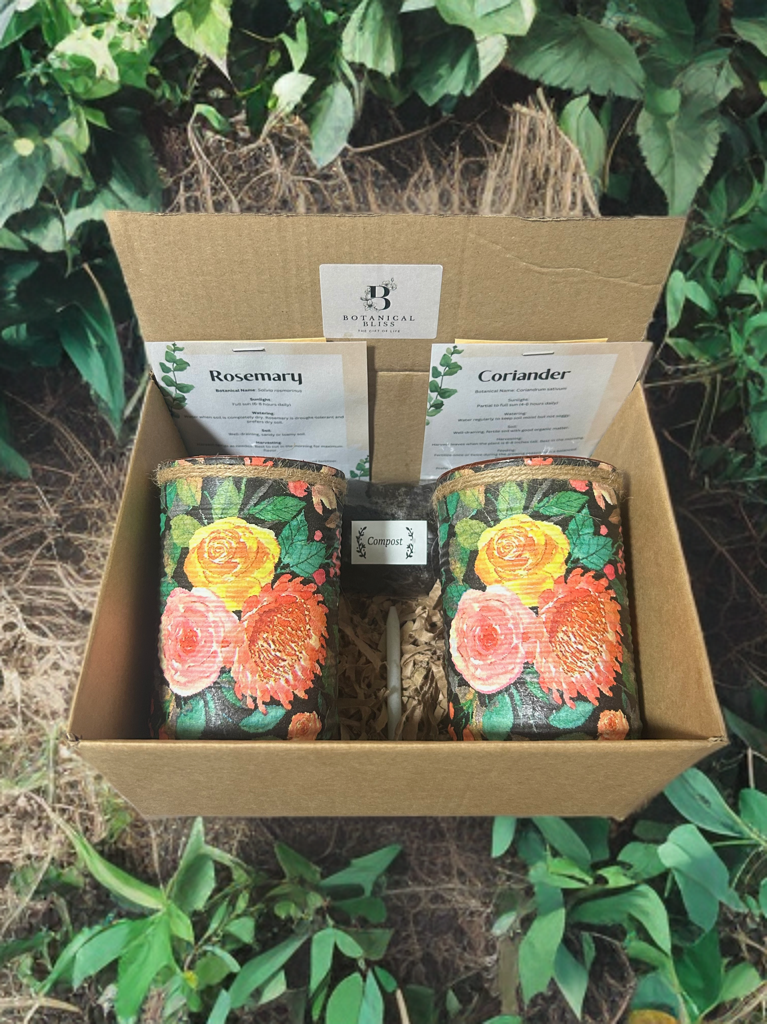 Black Floral Grow Your Own Herb Garden Gift Set
