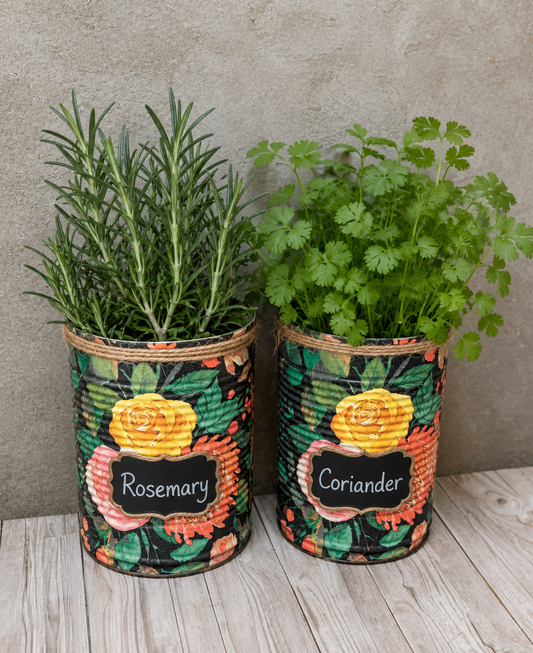Black Floral Grow Your Own Herb Garden Gift Set