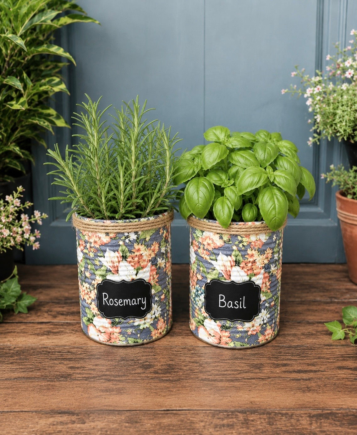 Vintage Floral Peach & Cream Grow Your Own Herbs Gift Set