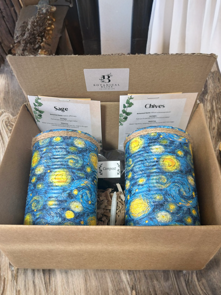 Van Goph inspired Starry Night Grow Your Own Herb Garden Gift Set
