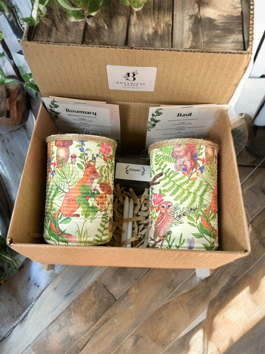 Sage Green Woodland Animal Grow Your Own Herbs Gift Set