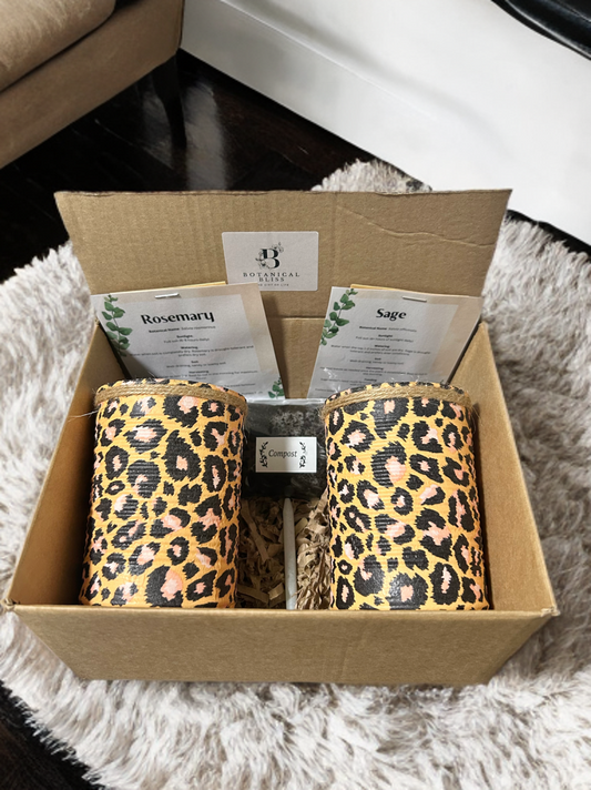 Leopard Print Grow Your Own Herb Garden Gift Set