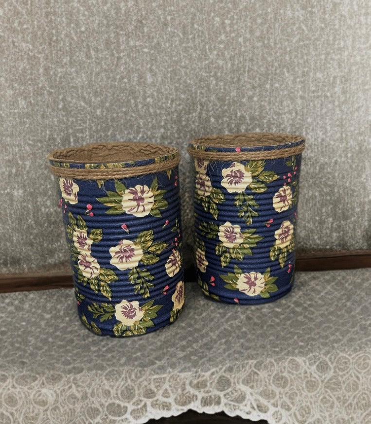 Navy & Cream Floral Grow Your Own Herb Garden Gift Set