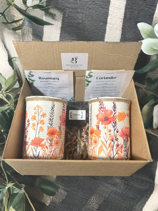 Watercolour Floral Peach Grow Your Own Herb Garden Gift Set