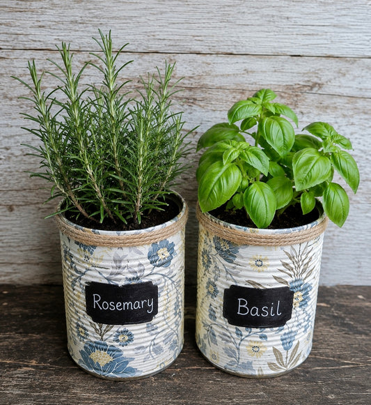 Cream & Duck Egg Blue Floral Grow Your Own Herb Garden Gift Set