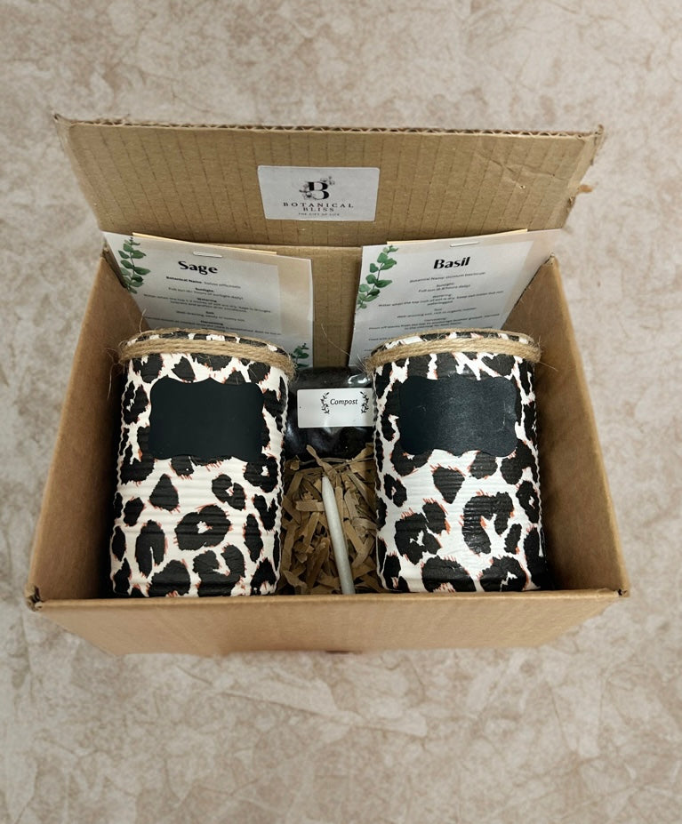 Leopard Print Grow Your Own Herb Garden Gift Set